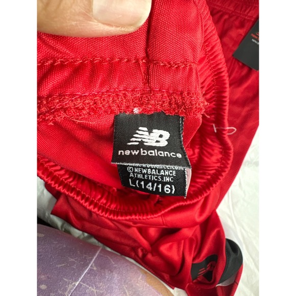 2 NWT New Balance Kids Red Athletic Mesh Shorts Size L 14 16 Basketball Training - Picture 7 of 7